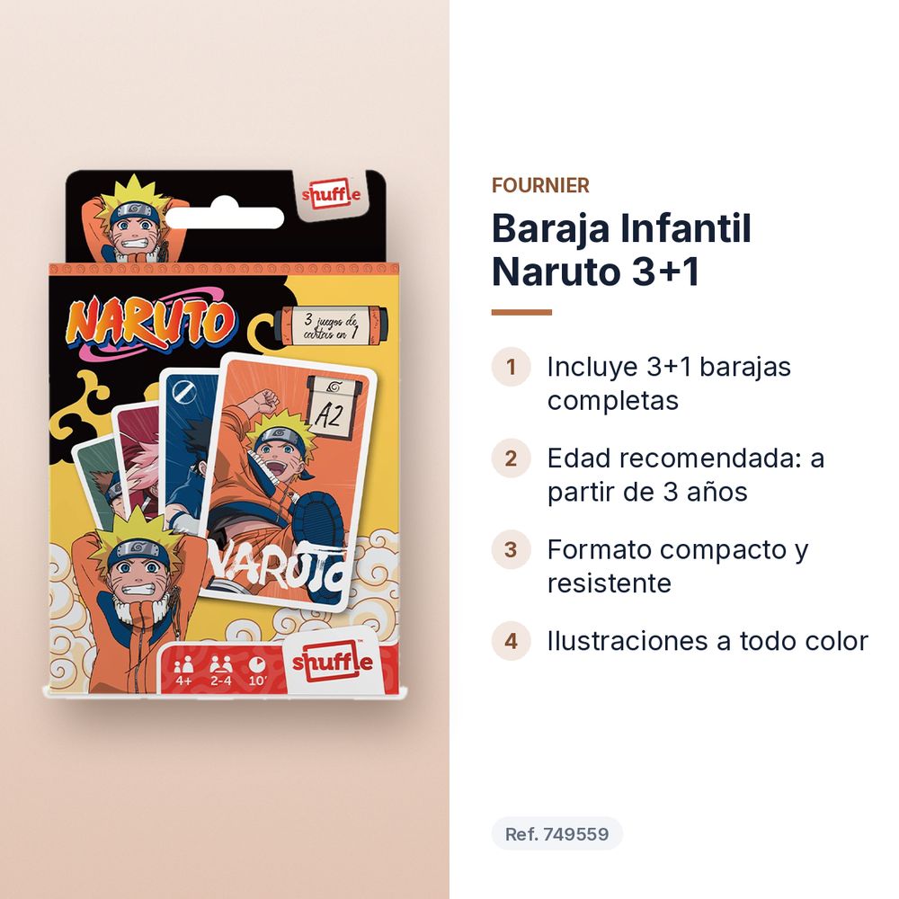 BARAJA INFANTIL NARUTO 3+1 - características principales
