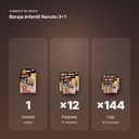 BARAJA INFANTIL NARUTO 3+1 - formato de venta: paquete de 12, caja de 144
