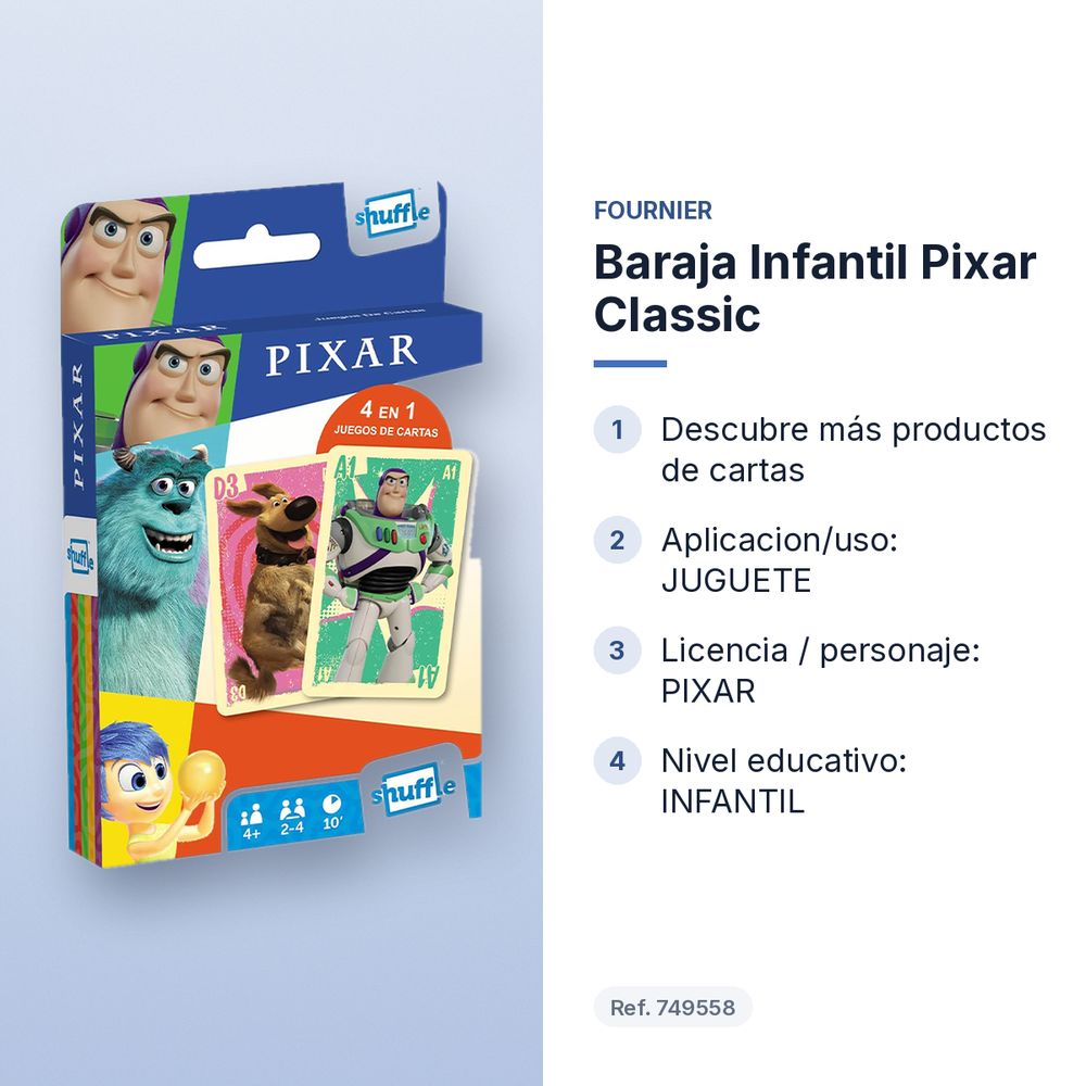 BARAJA INFANTIL PIXAR CLASSIC - características principales