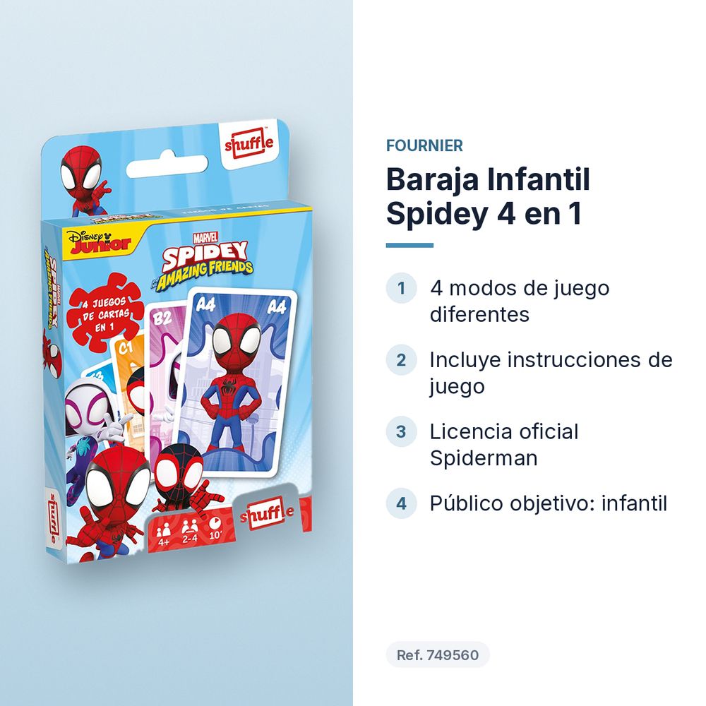 BARAJA INFANTIL SPIDEY 4 EN 1 - características principales