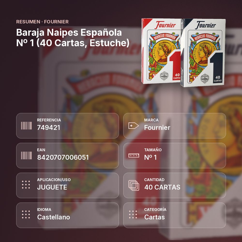 BARAJA NAIPES ESPAÑOLA Nº 1 (40 CARTAS, ESTUCHE) - resumen de atributos