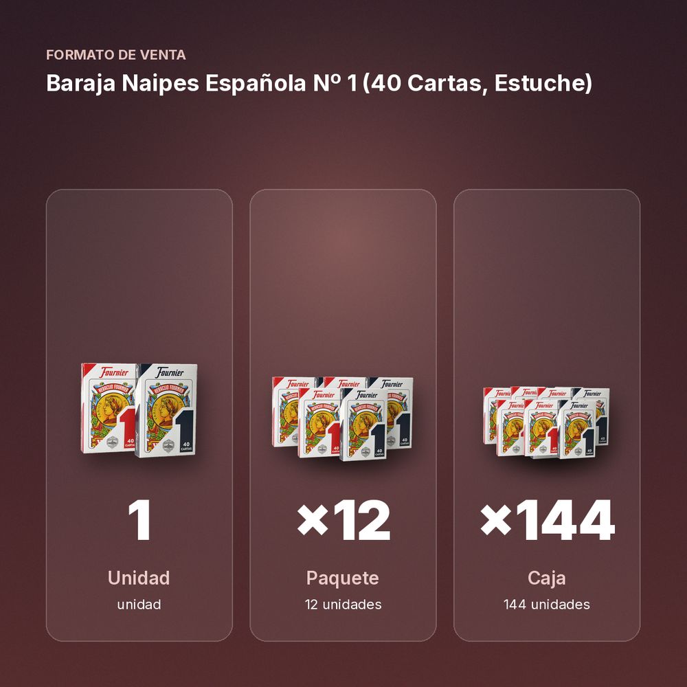 BARAJA NAIPES ESPAÑOLA Nº 1 (40 CARTAS, ESTUCHE) - formato de venta: paquete de 12, caja de 144
