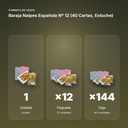 BARAJA NAIPES ESPAÑOLA Nº 12 (40 CARTAS, ESTUCHE) - formato de venta: paquete de 12, caja de 144