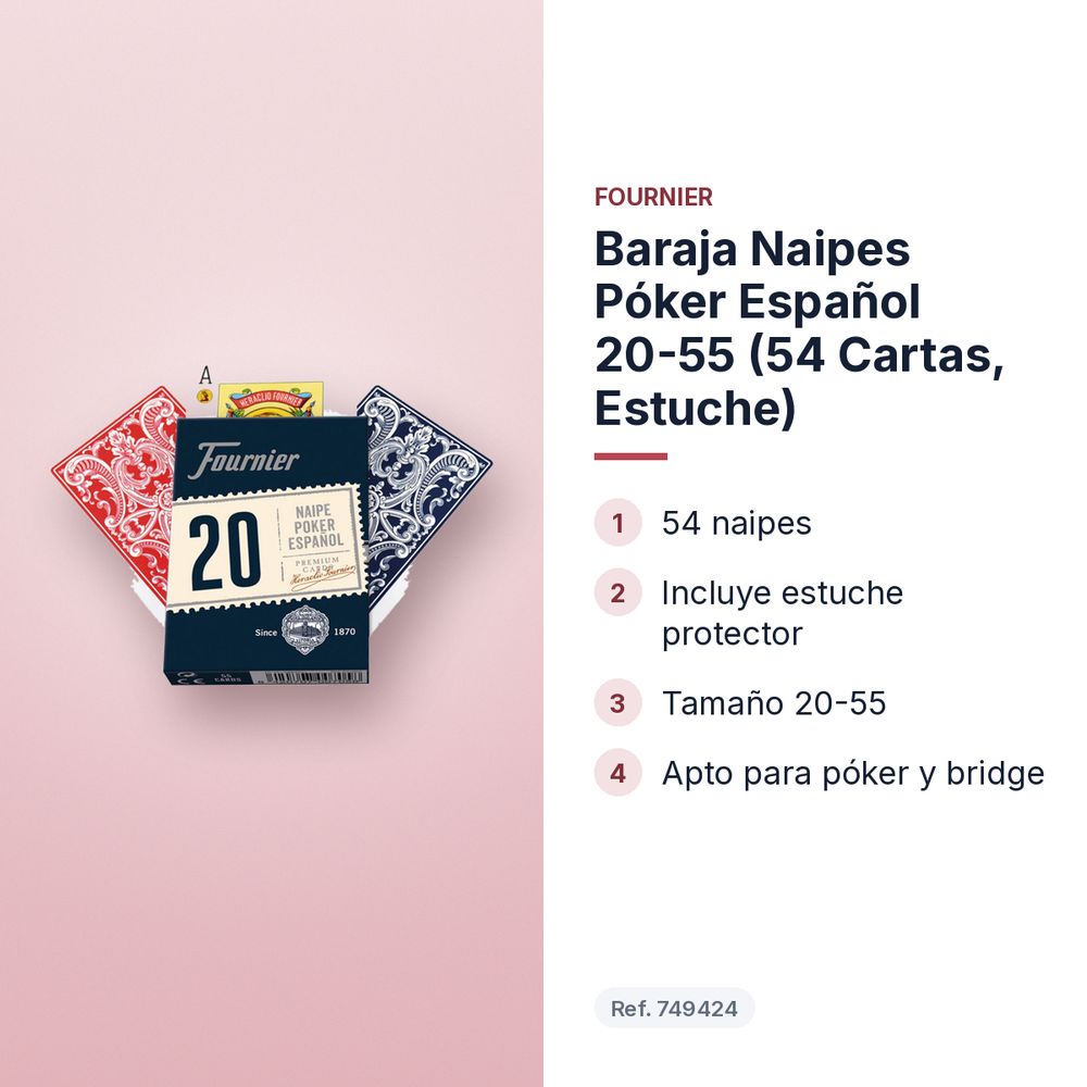 BARAJA NAIPES PÓKER ESPAÑOL 20-55 (54 CARTAS, ESTUCHE) - características principales