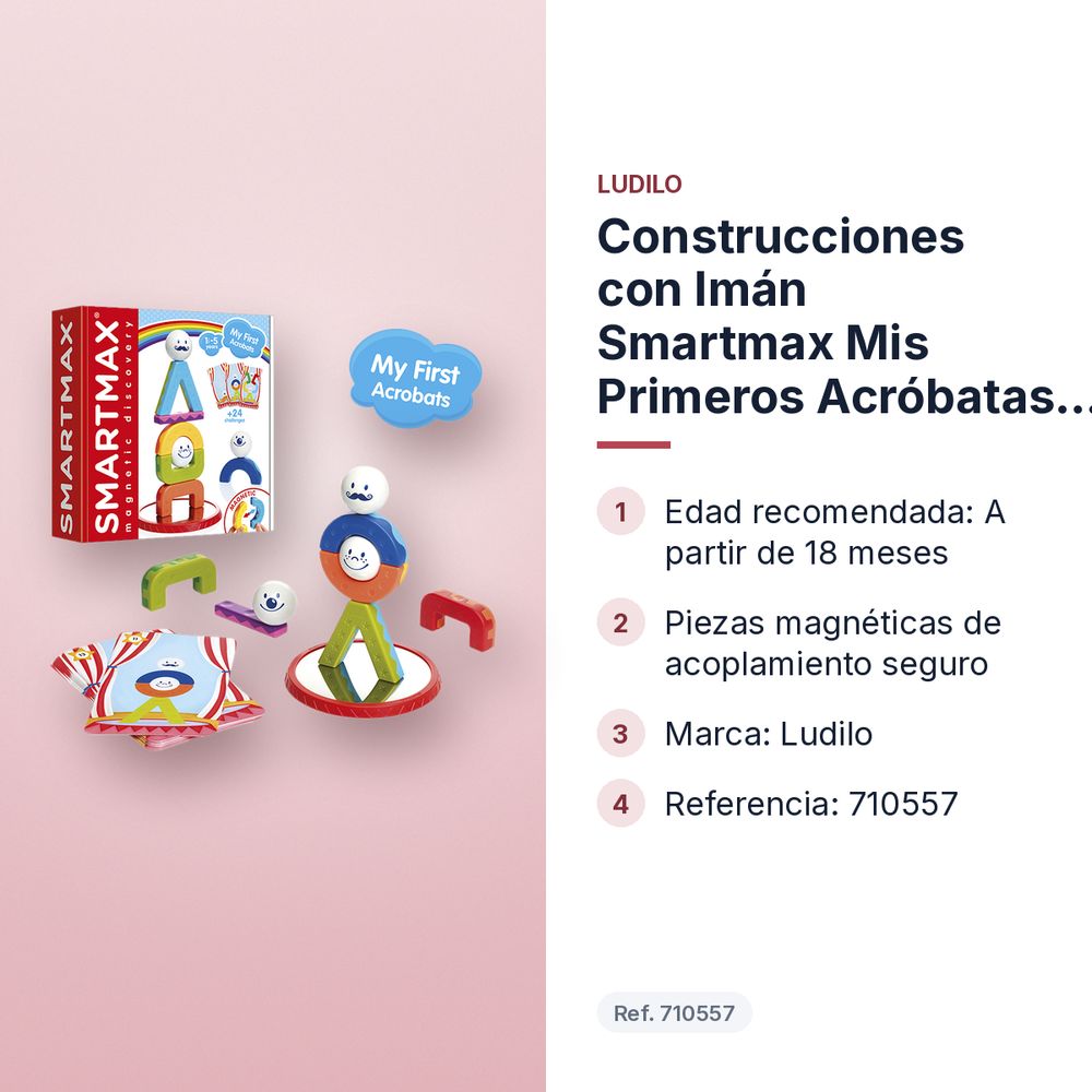 CONSTRUCCIONES CON IMÁN SMARTMAX MIS PRIMEROS ACRÓBATAS – JUEGO LUDILO MAGNÉTICO Y RETOS - características principales