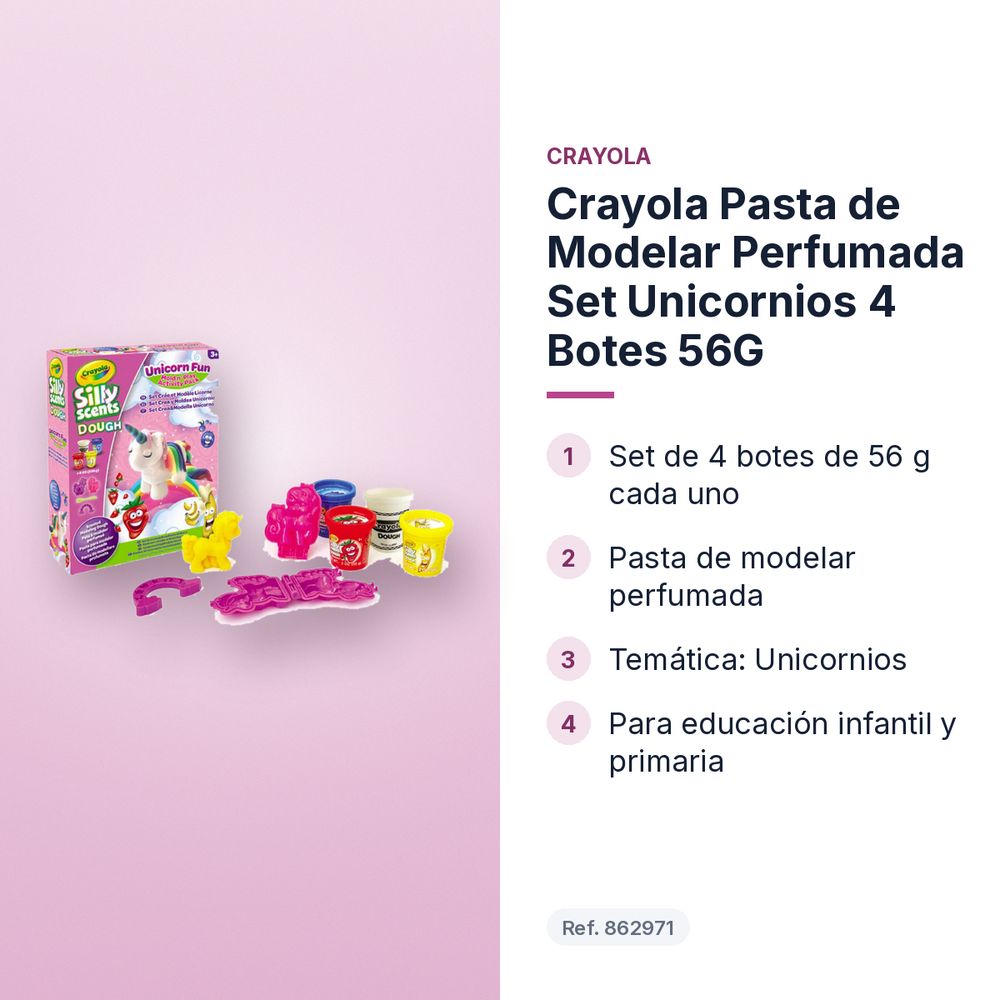 CRAYOLA PASTA DE MODELAR PERFUMADA SET UNICORNIOS 4 BOTES 56G - características principales