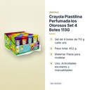 CRAYOLA PLASTILINA PERFUMADA LOS OLOROSOS SET 4 BOTES 113G - características principales