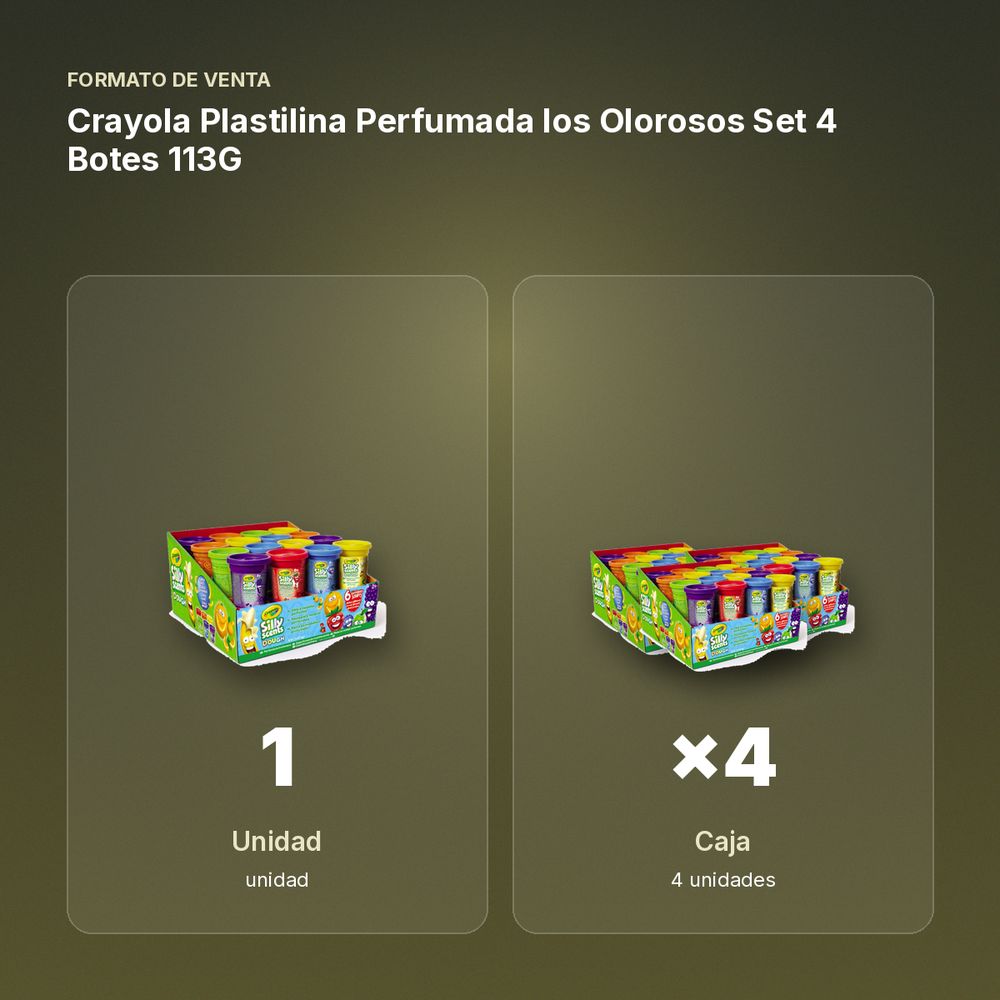 CRAYOLA PLASTILINA PERFUMADA LOS OLOROSOS SET 4 BOTES 113G - formato de venta: caja de 4