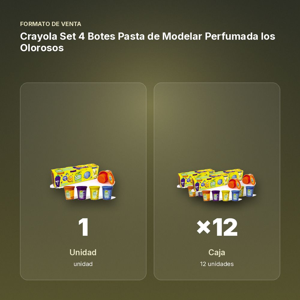 CRAYOLA SET 4 BOTES PASTA DE MODELAR PERFUMADA LOS OLOROSOS - formato de venta: caja de 12