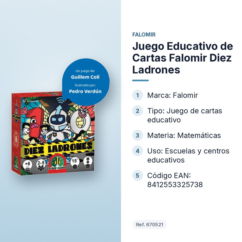 JUEGO EDUCATIVO DE CARTAS FALOMIR DIEZ LADRONES  - características principales