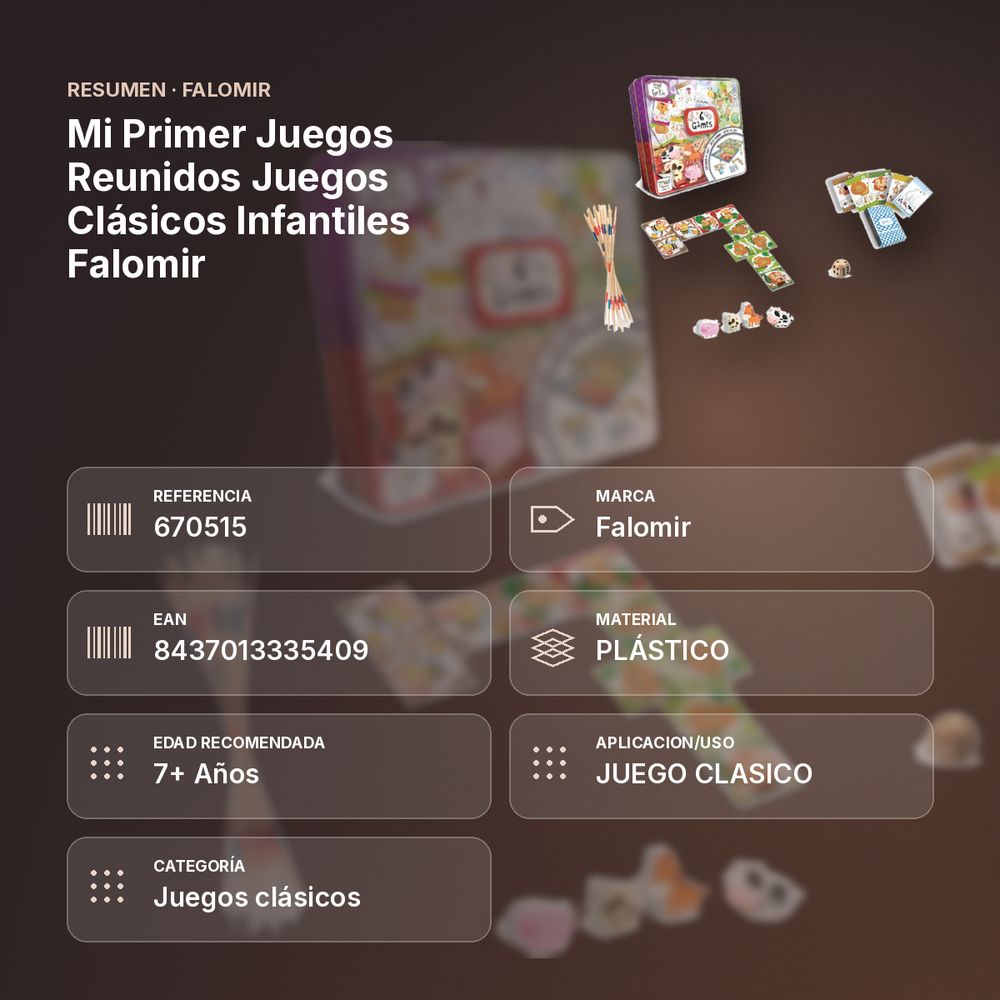 MI PRIMER JUEGOS REUNIDOS JUEGOS CLÁSICOS INFANTILES FALOMIR - resumen de atributos