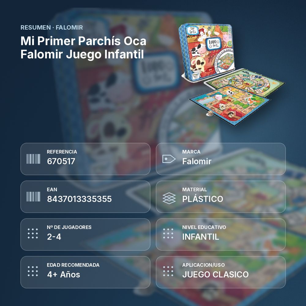 MI PRIMER PARCHÍS OCA FALOMIR JUEGO INFANTIL - resumen de atributos