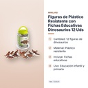 FIGURAS DE PLÁSTICO RESISTENTE CON FICHAS EDUCATIVAS DINOSAURIOS 12 UDS - características principales