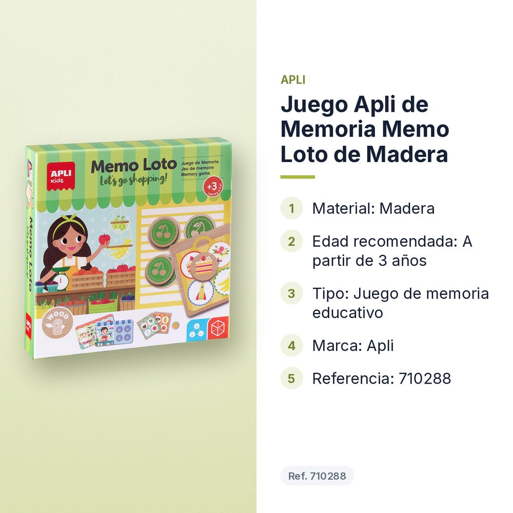JUEGO APLI DE MEMORIA MEMO LOTO DE MADERA - características principales