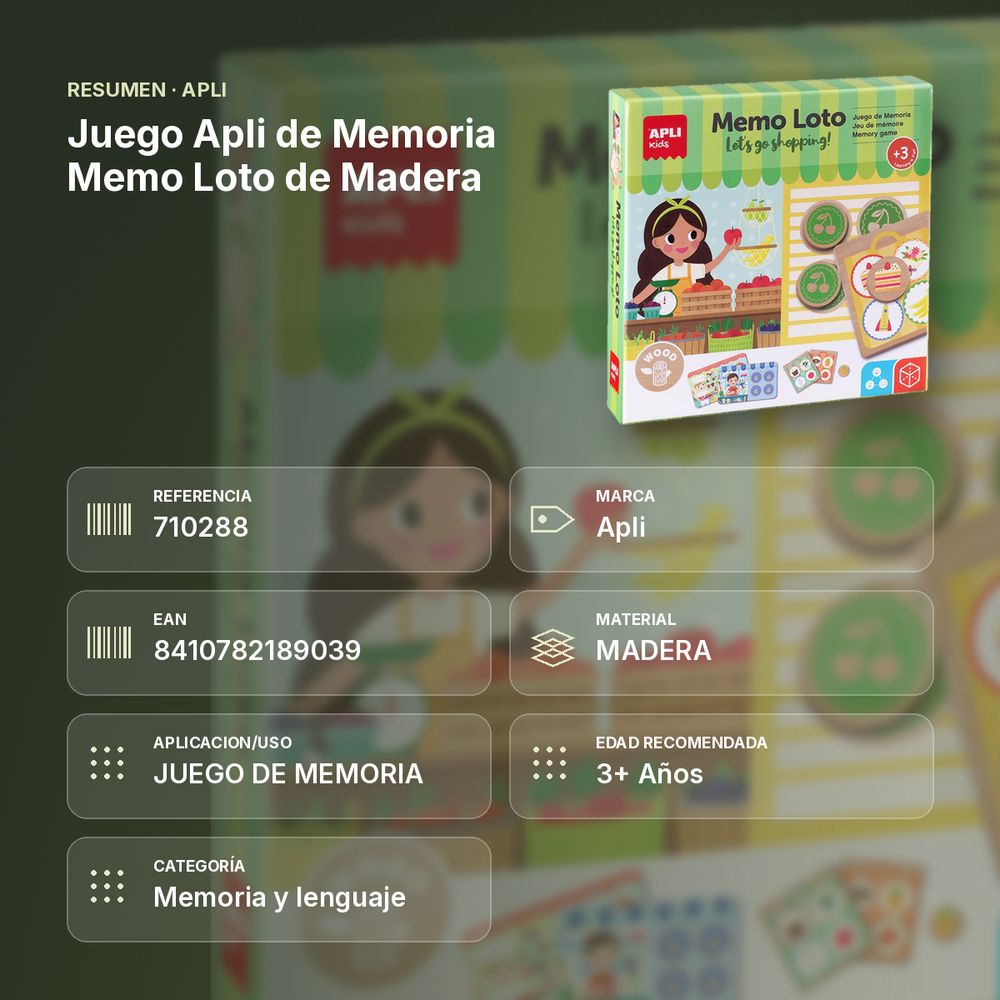 JUEGO APLI DE MEMORIA MEMO LOTO DE MADERA - resumen de atributos