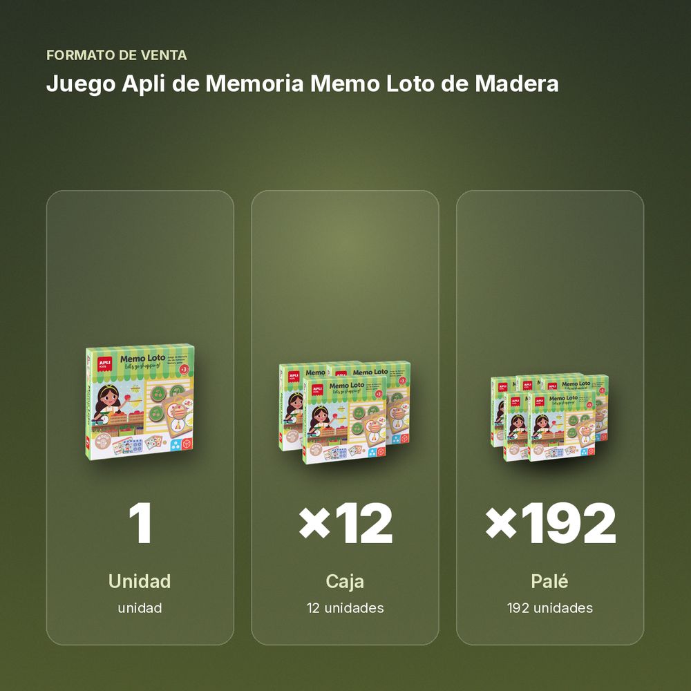 JUEGO APLI DE MEMORIA MEMO LOTO DE MADERA - formato de venta: caja de 12, palé de 192