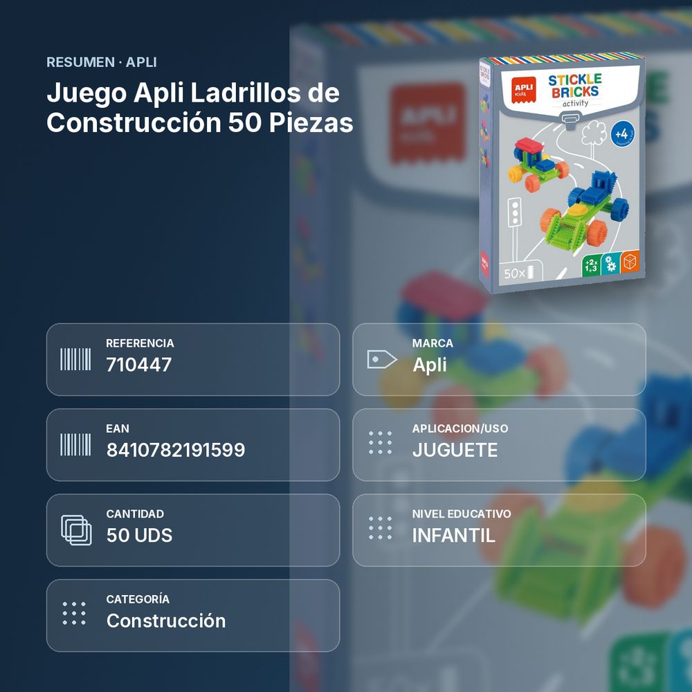 JUEGO APLI LADRILLOS DE CONSTRUCCIÓN 50 PIEZAS - resumen de atributos