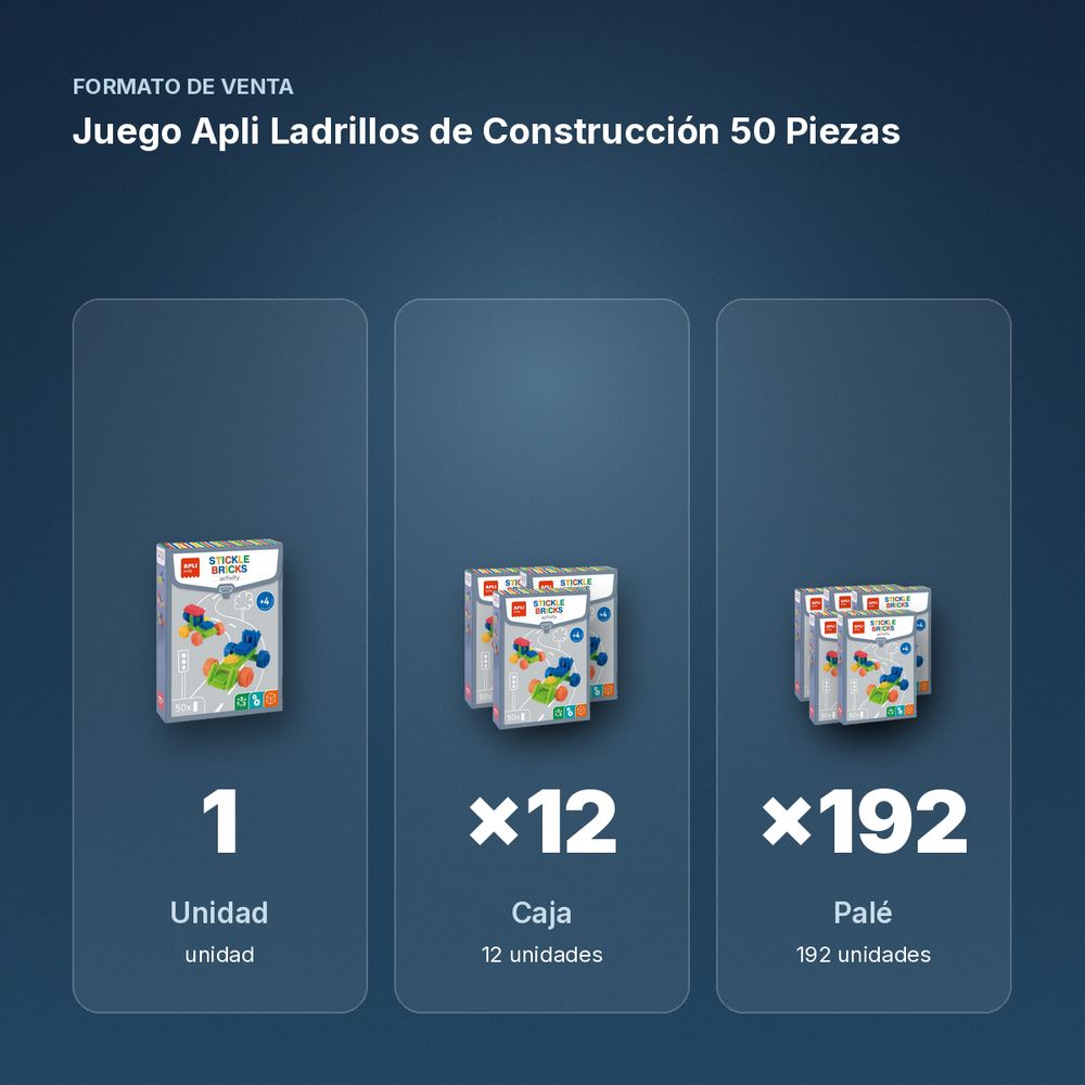 JUEGO APLI LADRILLOS DE CONSTRUCCIÓN 50 PIEZAS - formato de venta: caja de 12, palé de 192