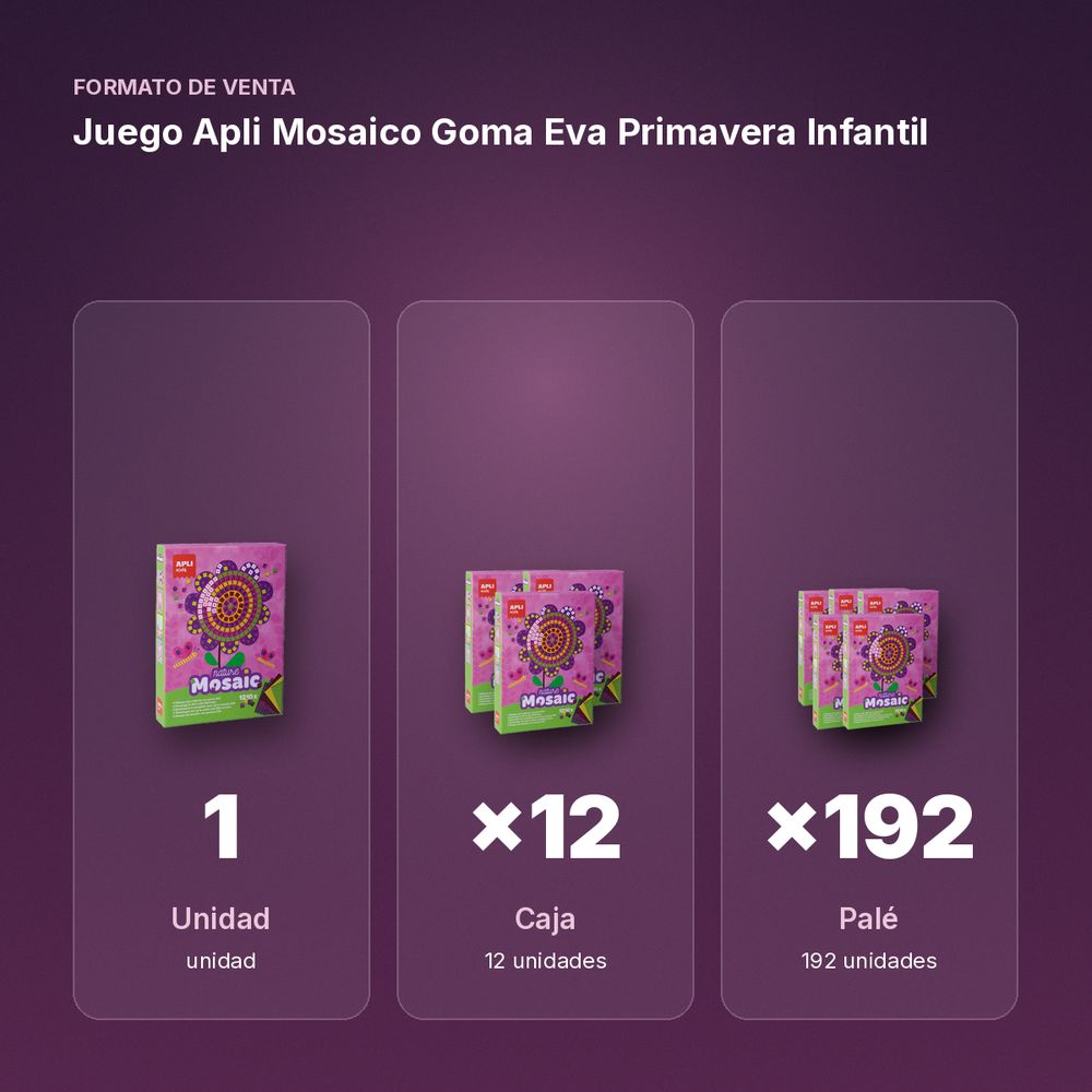 JUEGO APLI MOSAICO GOMA EVA PRIMAVERA  INFANTIL - formato de venta: caja de 12, palé de 192