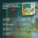 JUEGO APLI PUZZLE TRIO ANIMALES Y SU HÁBITAT 24 PIEZAS - resumen de atributos