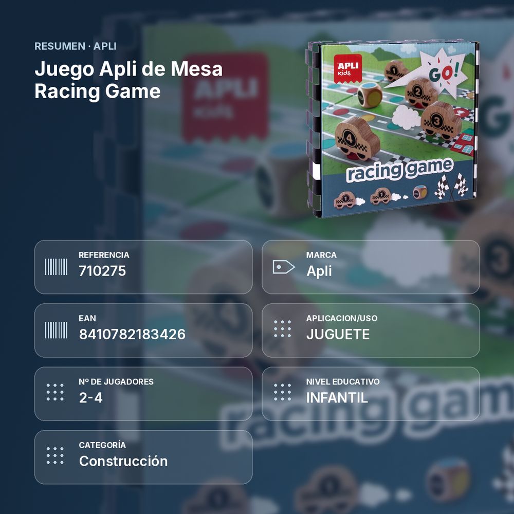 JUEGO APLI DE MESA RACING GAME  - resumen de atributos