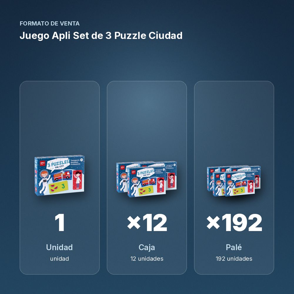 JUEGO APLI SET DE 3 PUZZLE CIUDAD - formato de venta: caja de 12, palé de 192