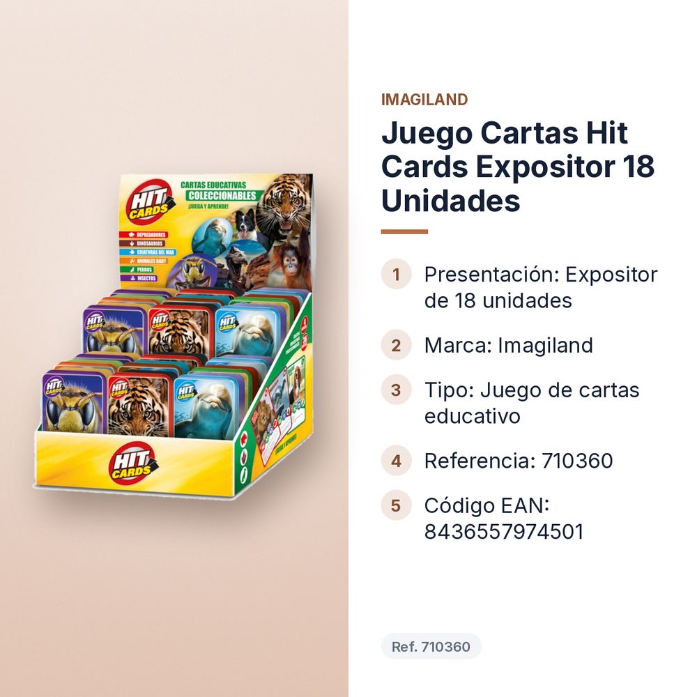 JUEGO CARTAS HIT CARDS EXPOSITOR 18 UNIDADES - características principales