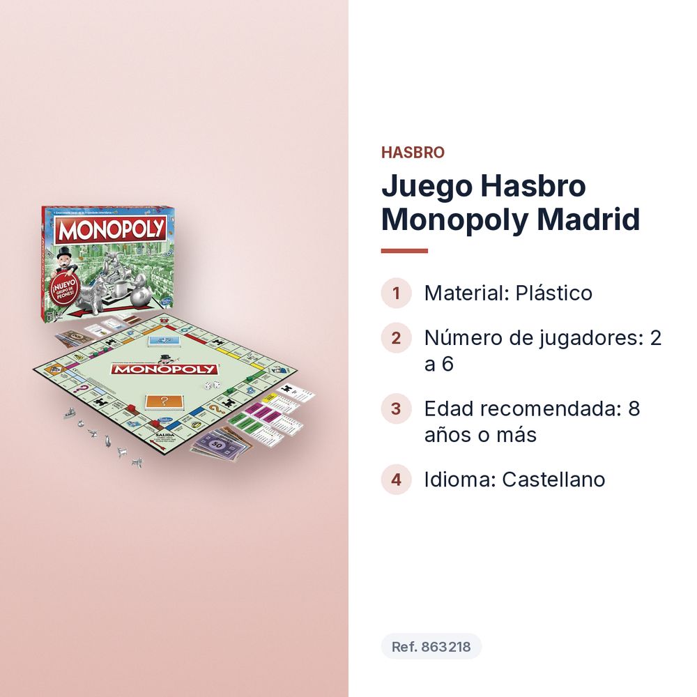 JUEGO HASBRO MONOPOLY MADRID - características principales
