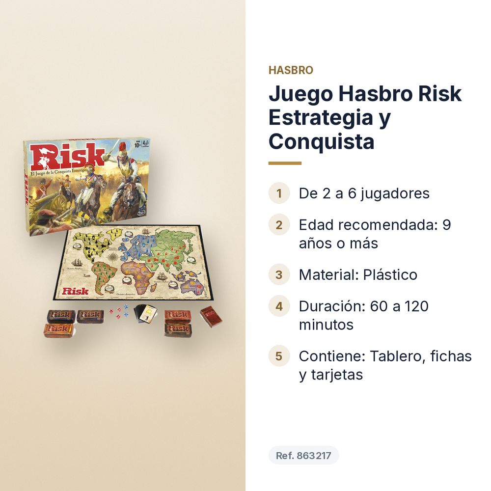 JUEGO HASBRO RISK ESTRATEGIA Y CONQUISTA - características principales