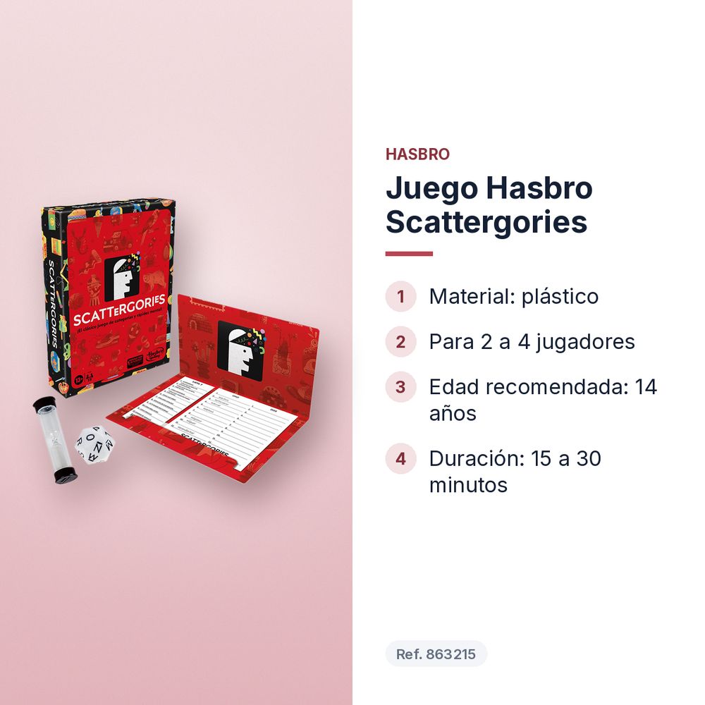 JUEGO HASBRO SCATTERGORIES - características principales
