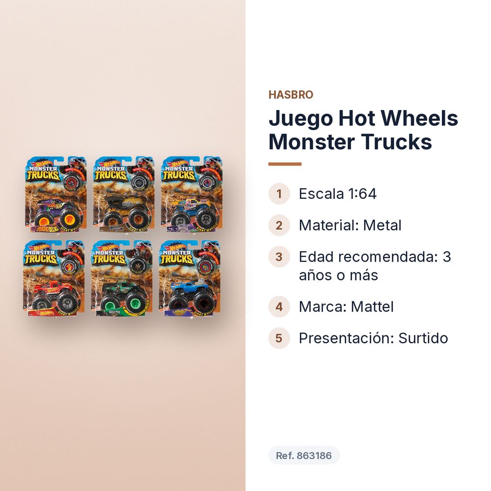 JUEGO HOT WHEELS MONSTER TRUCKS - características principales