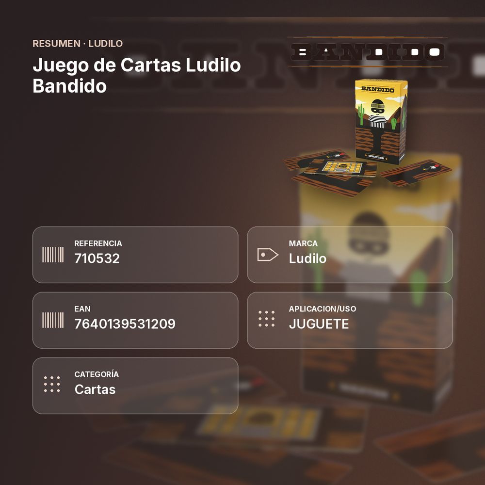JUEGO DE CARTAS LUDILO BANDIDO - resumen de atributos
