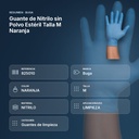 GUANTE DE NITRILO SIN POLVO ESTÉRIL TALLA M NARANJA - resumen de atributos