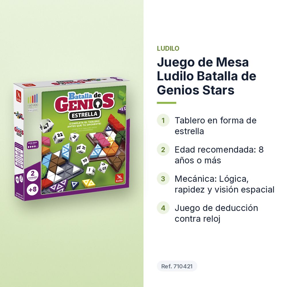 JUEGO DE MESA LUDILO BATALLA DE GENIOS STARS - características principales