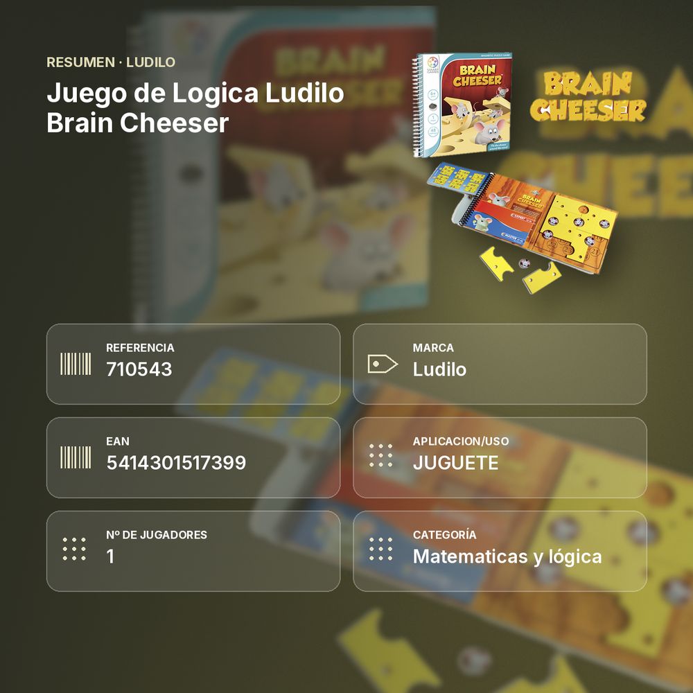 JUEGO DE LOGICA LUDILO BRAIN CHEESER - resumen de atributos