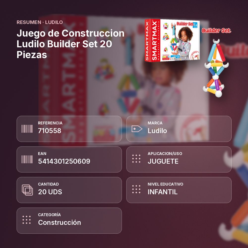 JUEGO DE CONSTRUCCION LUDILO BUILDER SET 20 PIEZAS - resumen de atributos