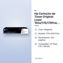 HP CARTUCHO DE TONER ORIGINAL LASER 150A/178/179FNW  117A MAGENTA (W2073A) - características principales