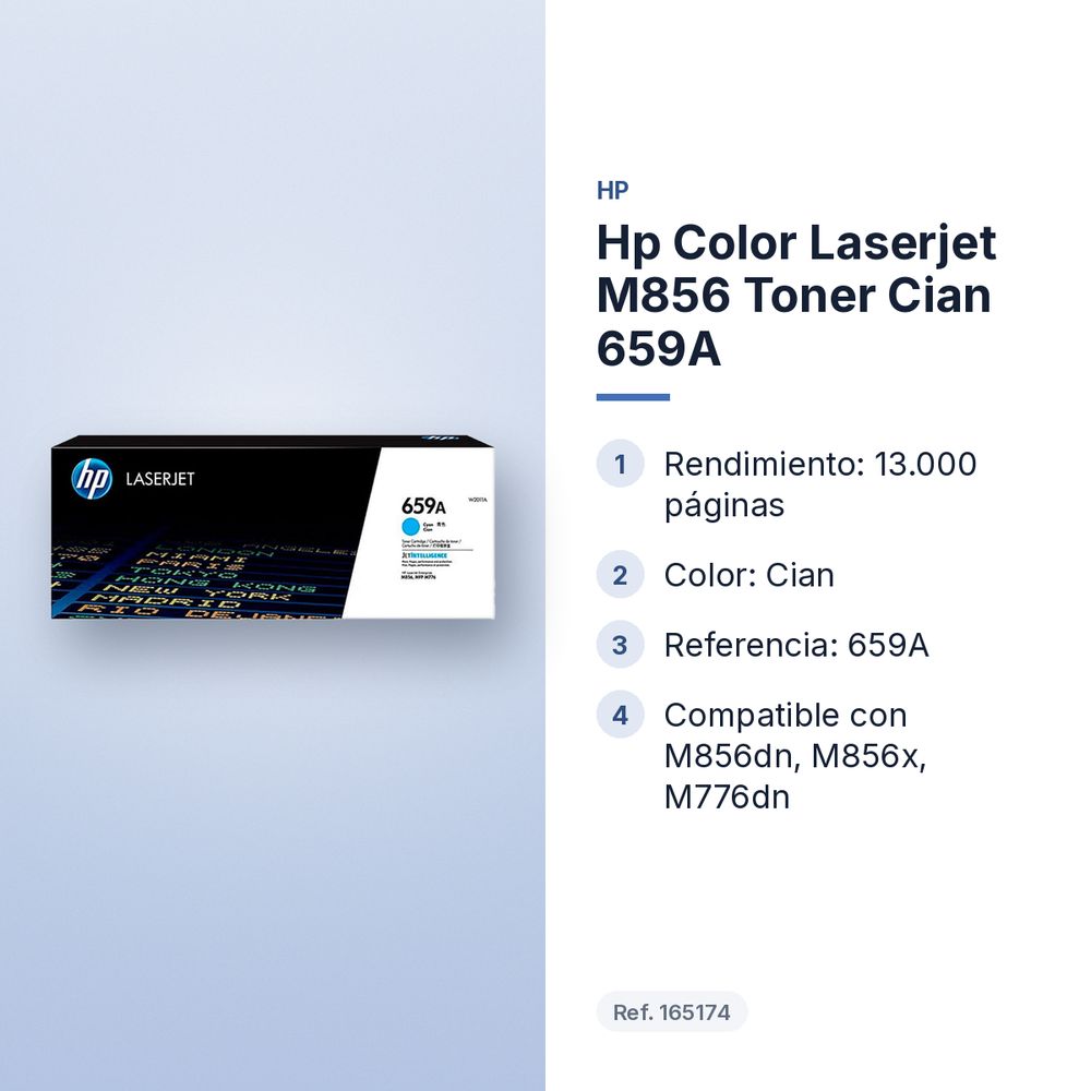 HP COLOR LASERJET M856 TONER CIAN 659A - características principales