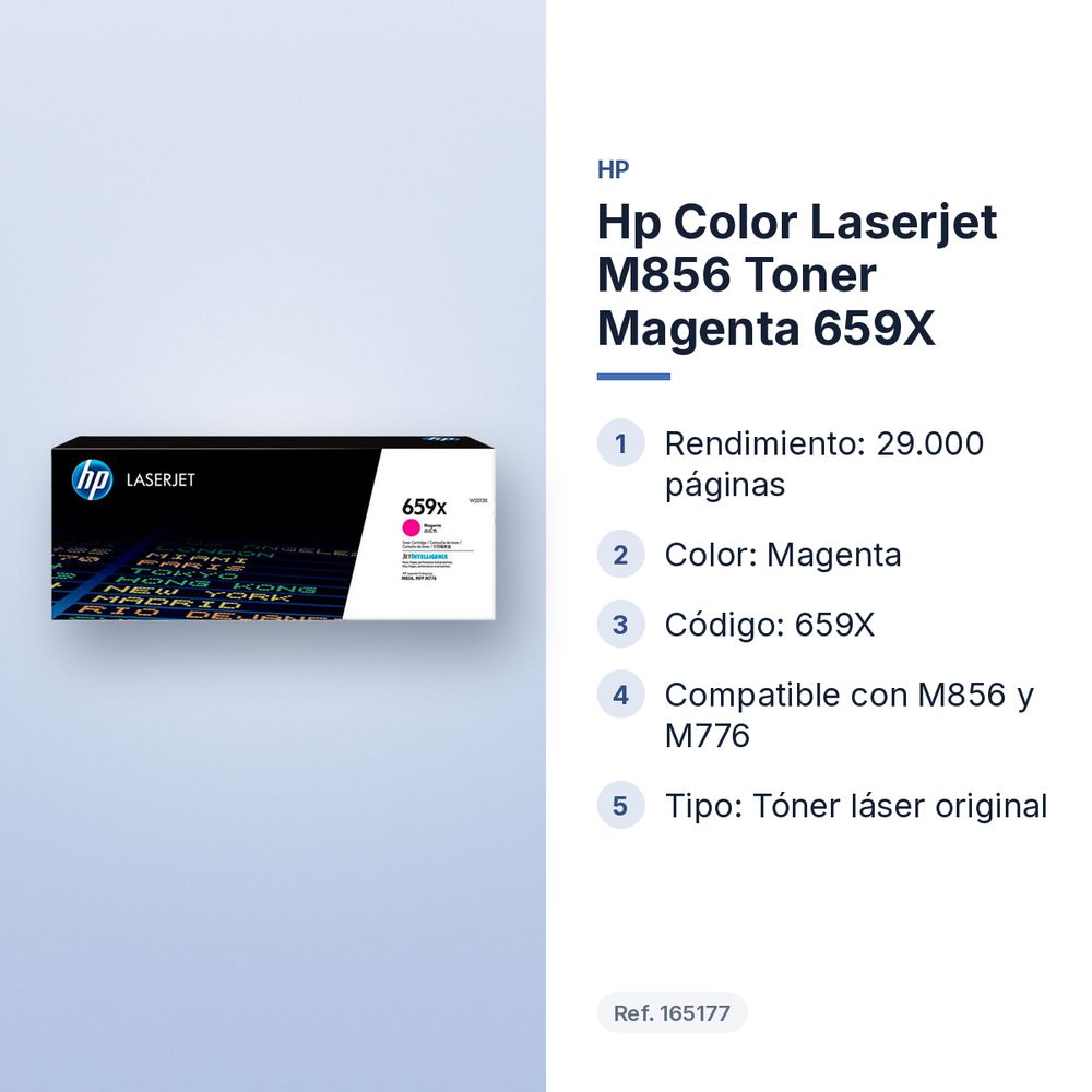 HP COLOR LASERJET M856 TONER MAGENTA 659X - características principales