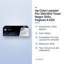 HP COLOR LASERJET PRO 300/400 TONER NEGRO 305X. PAGINAS 4.000 - características principales
