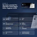 HP COLOR LASERJET PRO 300/400 TONER NEGRO 305X. PAGINAS 4.000 - resumen de atributos
