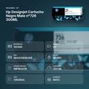 HP DESIGNJET CARTUCHO NEGRO MATE Nº726 300ML - resumen de atributos