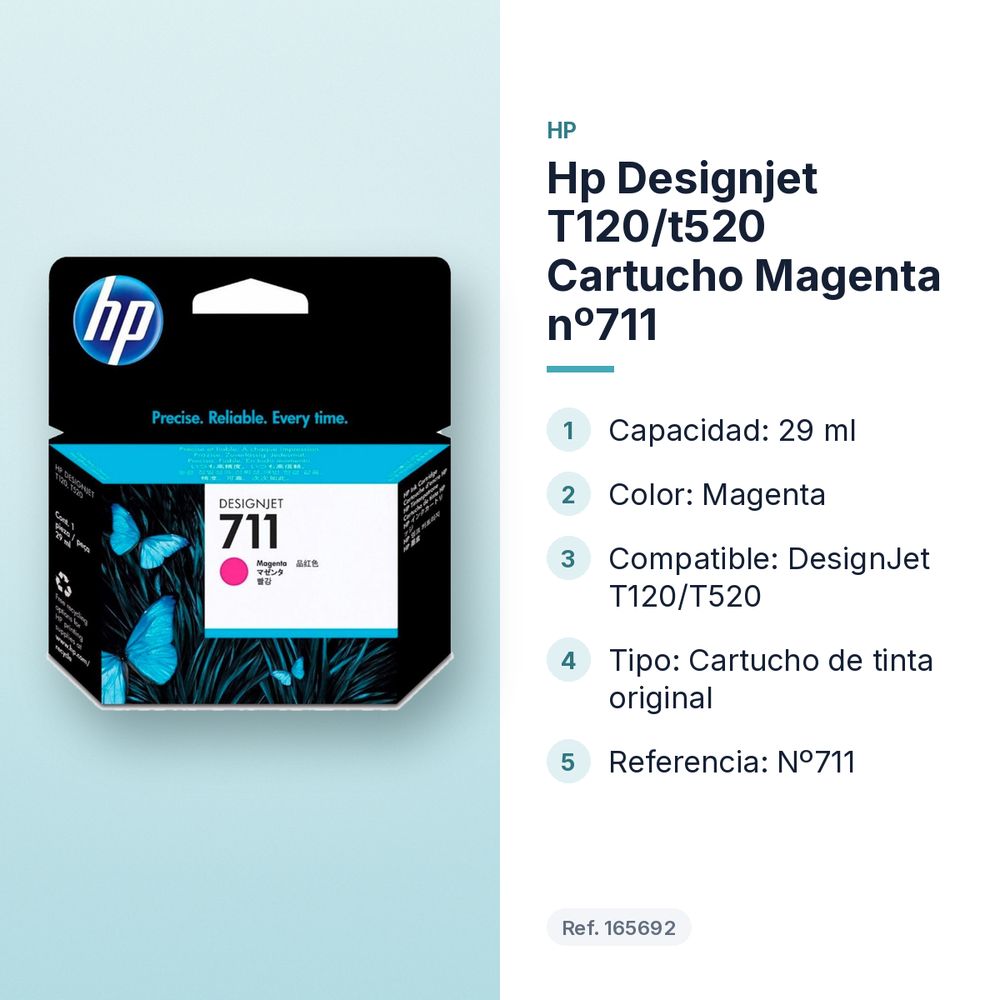HP DESIGNJET T120/T520 CARTUCHO MAGENTA Nº711 - características principales