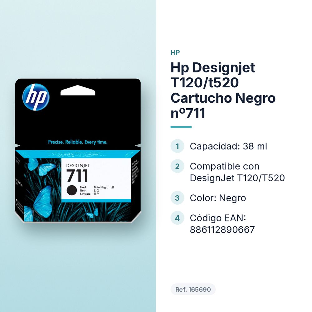 HP DESIGNJET T120/T520 CARTUCHO NEGRO Nº711 - características principales