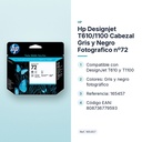 HP DESIGNJET T610/1100 CABEZAL GRIS Y NEGRO FOTOGRAFICO Nº72 - características principales