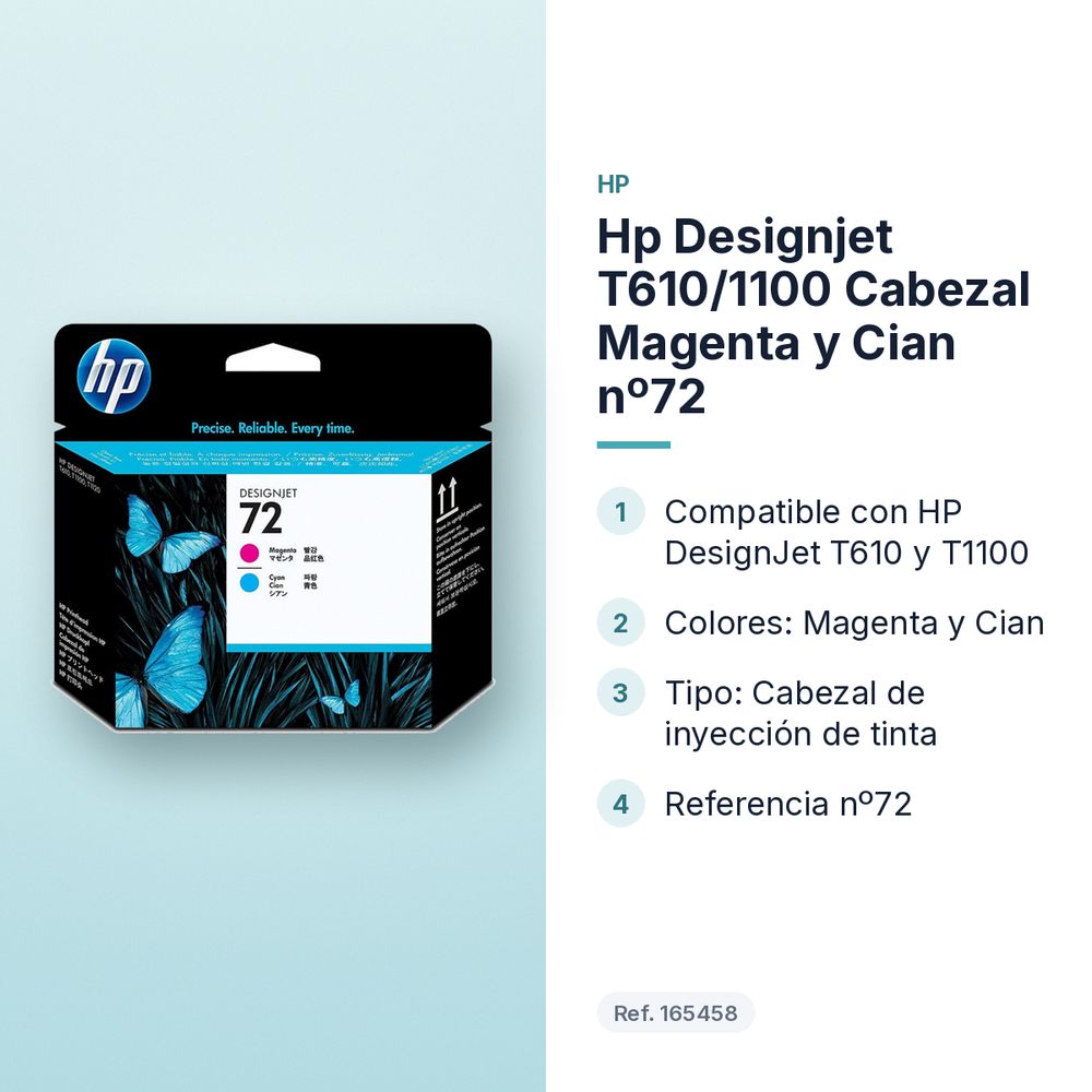 HP DESIGNJET T610/1100 CABEZAL MAGENTA Y CIAN Nº72 - características principales