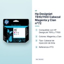 HP DESIGNJET T610/1100 CABEZAL MAGENTA Y CIAN Nº72 - características principales