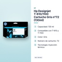 HP DESIGNJET T-610/1100 CARTUCHO GRIS Nº72 (130ML) - características principales