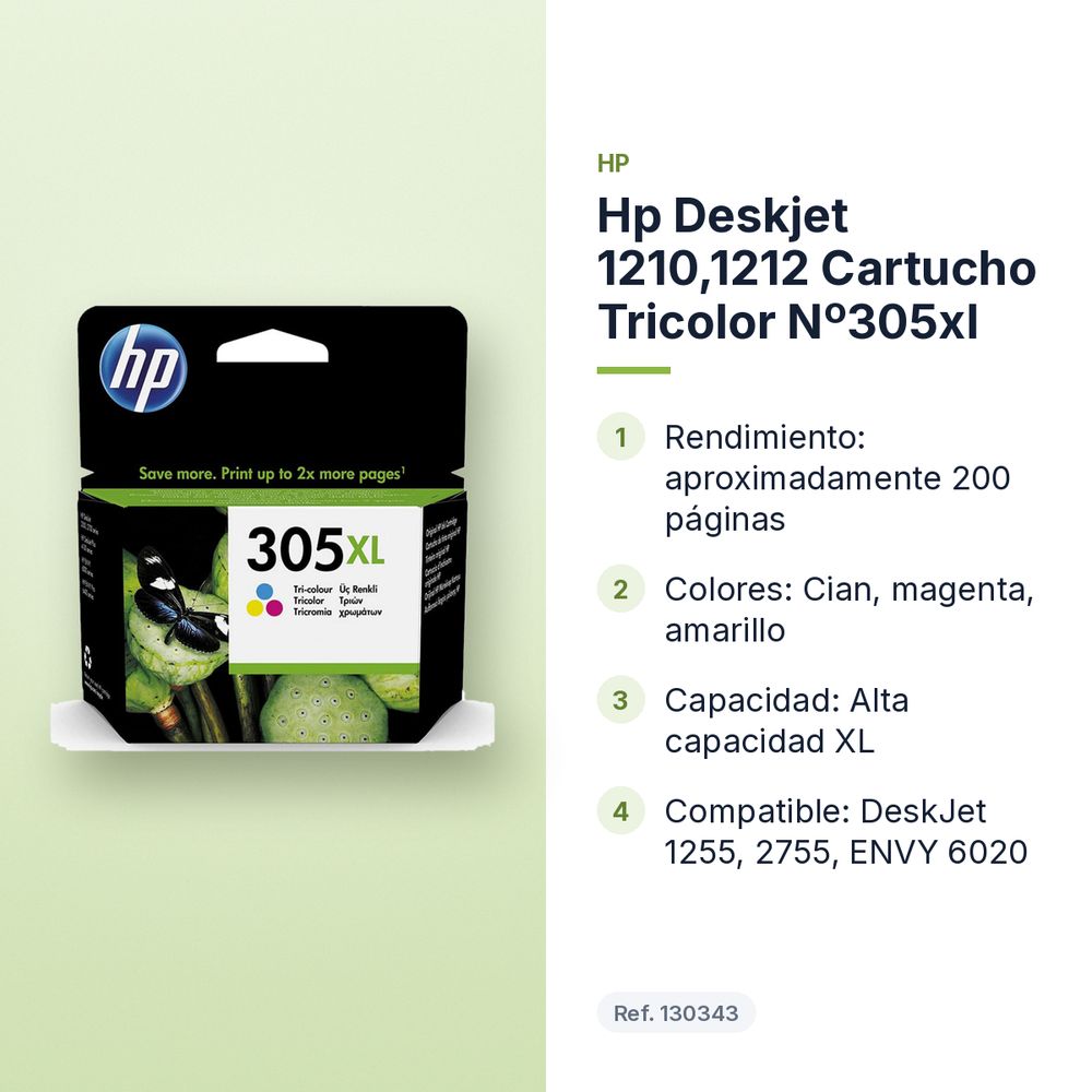 HP DESKJET 1210,1212 CARTUCHO TRICOLOR Nº305XL - características principales