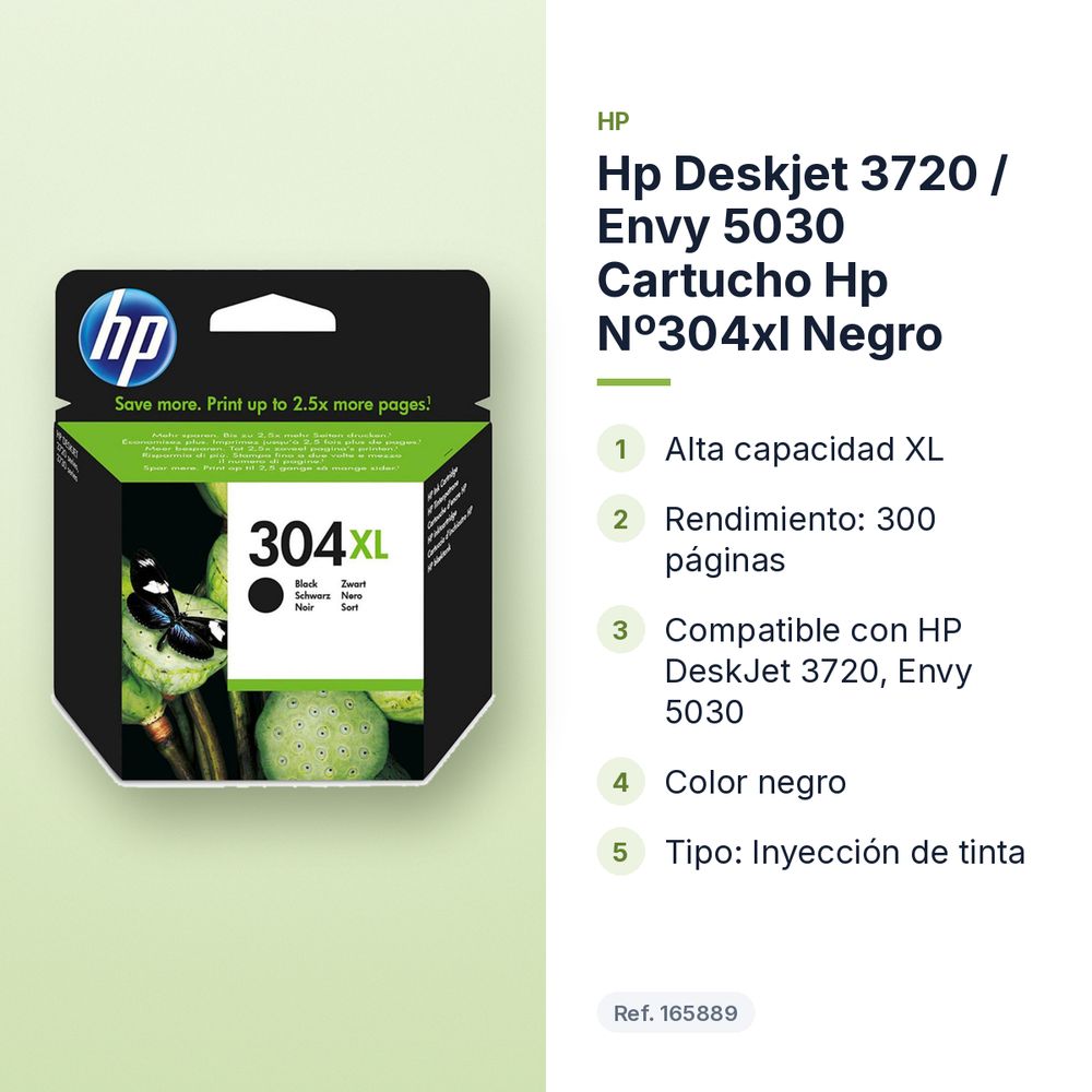 HP DESKJET 3720 / ENVY 5030 CARTUCHO HP Nº304XL NEGRO - características principales